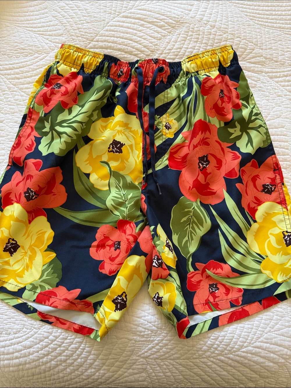 Old Navy Floral Men’s Swim Shorts - Navy, Red & Yellow